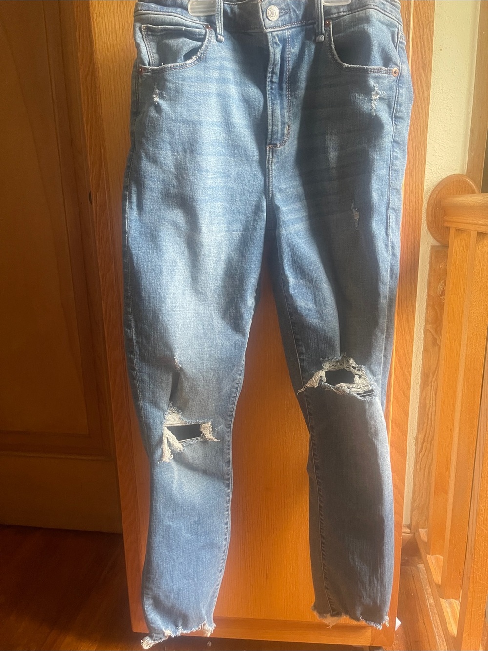 Abercrombie & Fitch Distressed Light Blue Skinny Jeans